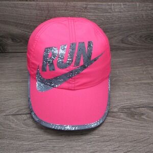 Nike Hat‎ Cap Womens Strap Back Pink RUN Featherlight Dri-Fit Running Athletic